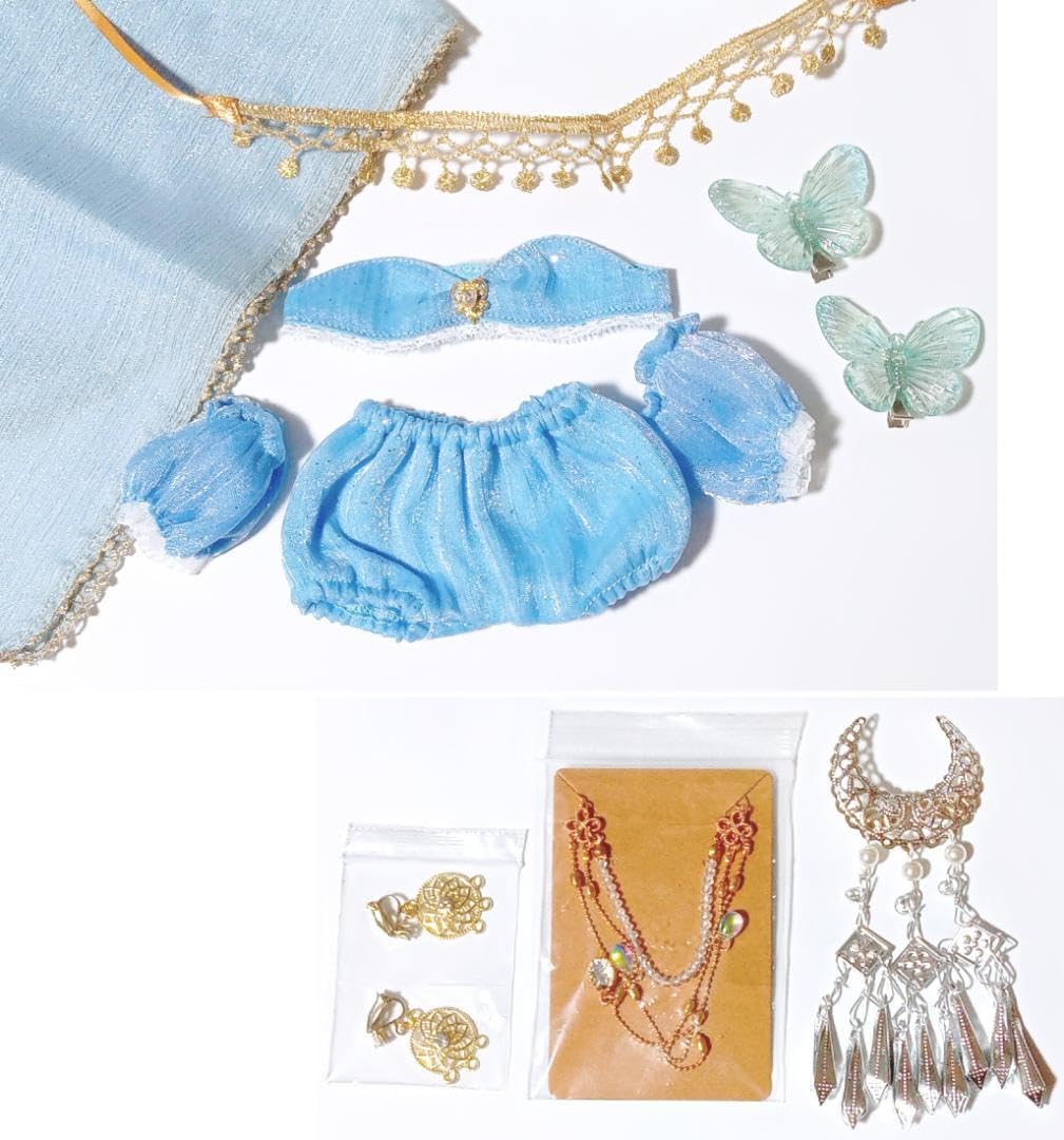 Amazon.co.jp: 20cm ぬいぐるみ服 青 ピアス 踊り子 ネックレス 蝶