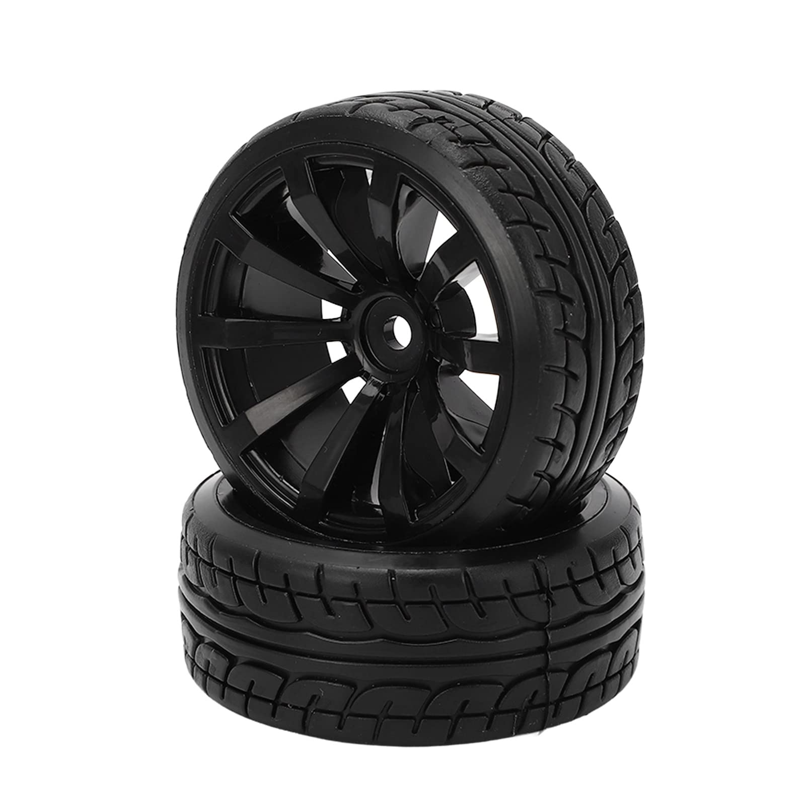Alomejor Set 4 Pezzi Pneumatici Drift 1/10 In Gomma Dura Per Auto RC Tamiya TT02 - Ruote Con Cerchi Neri, Diametro 62mm
