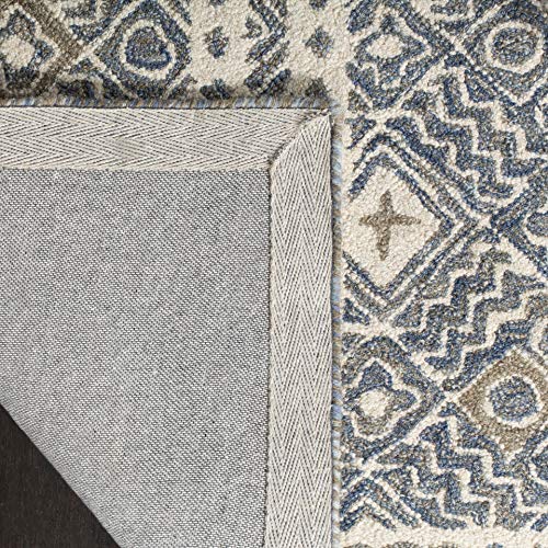 Tapete decorativo rectangular 121x183 cm azul y marfil miniatura 4