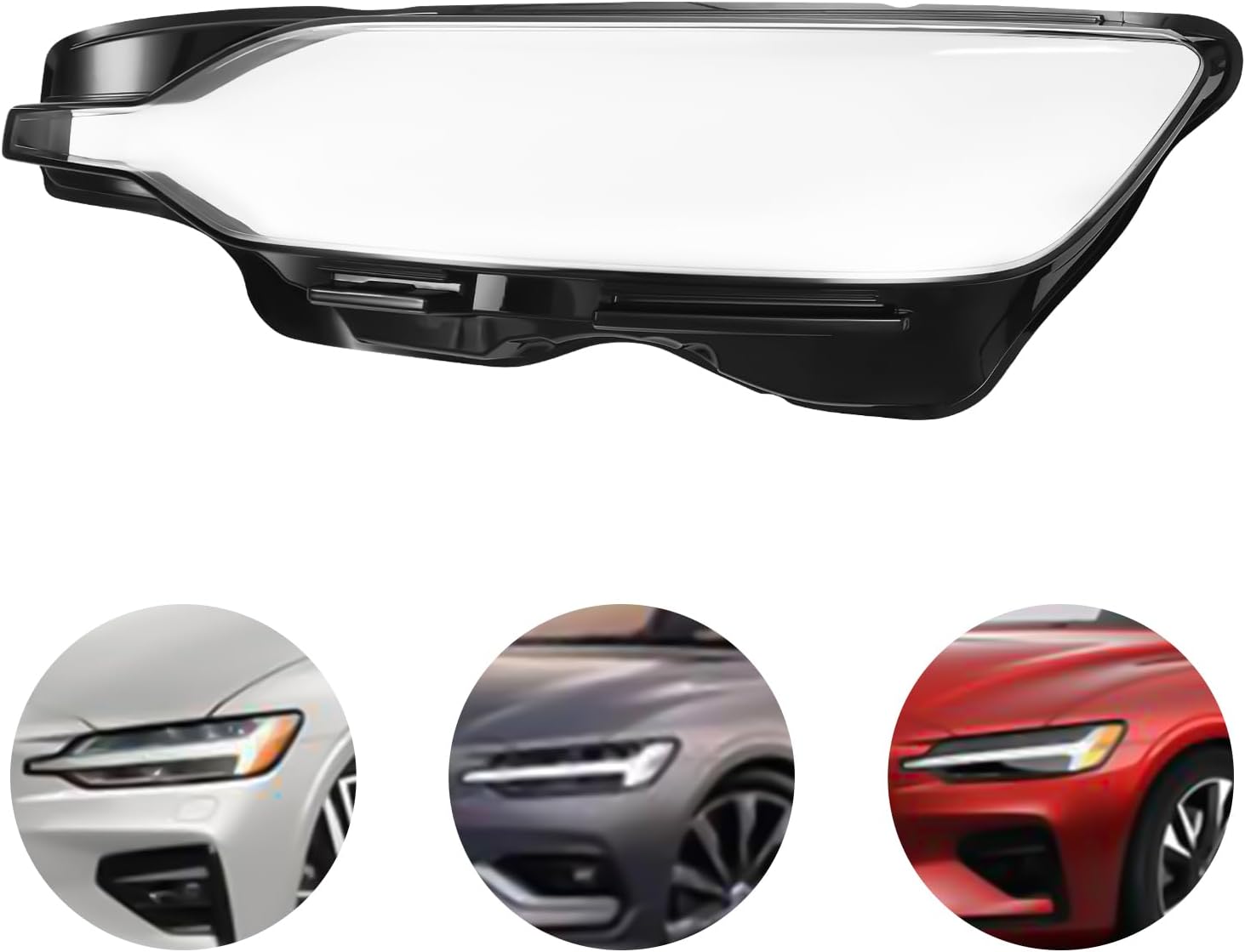 Left & Right Headlight Covers for 2019-2024 S60, Transparent Headlamps Lens Cover Replacement for Driver and Passenger Sides (Left)