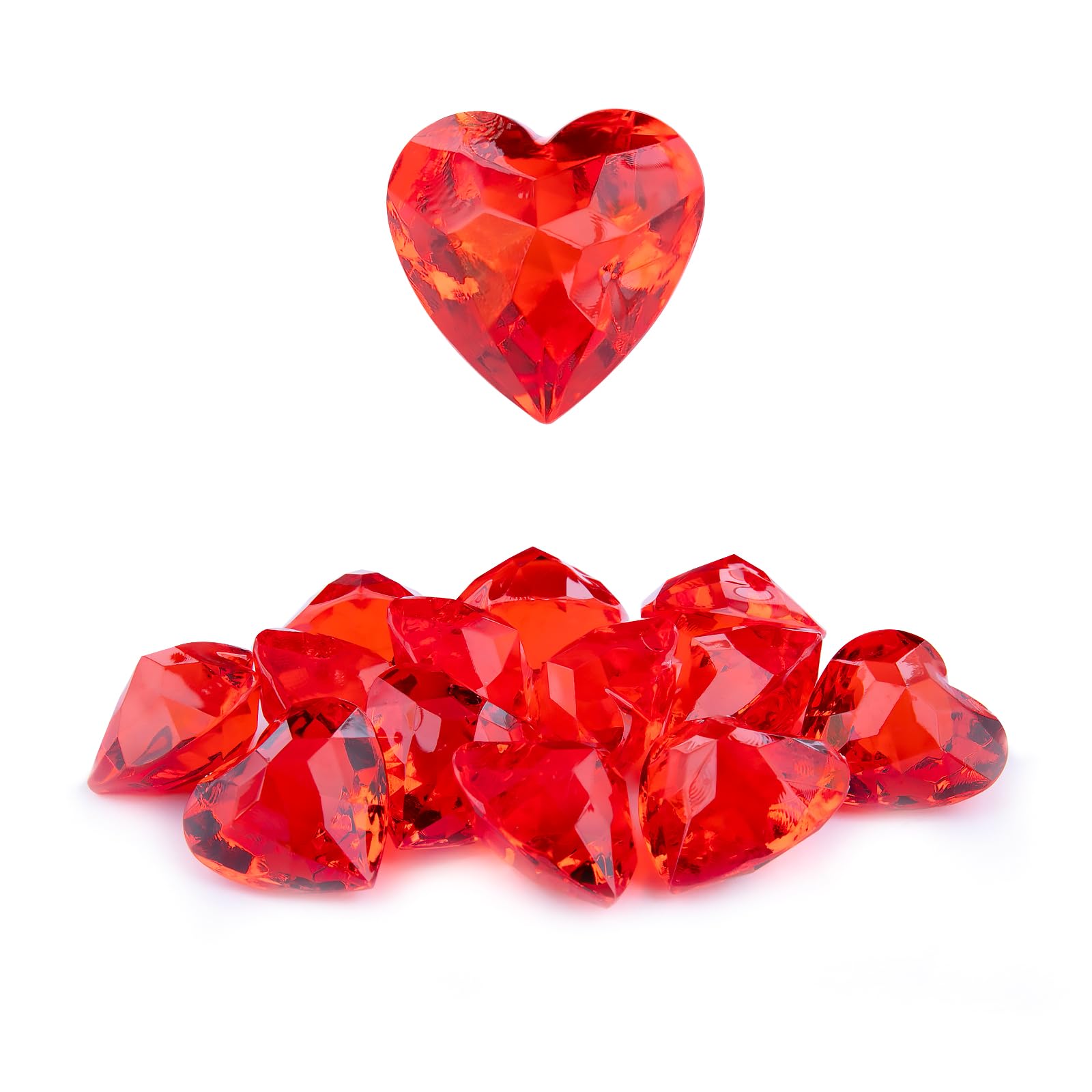Niceup 30pcs Heart Gemstones Diamond Diving Pool Toys 1.57in Small Crystal Acrylic 3D Gems Heart Shape Gemstones for Mermaid Treasure Hunt Party