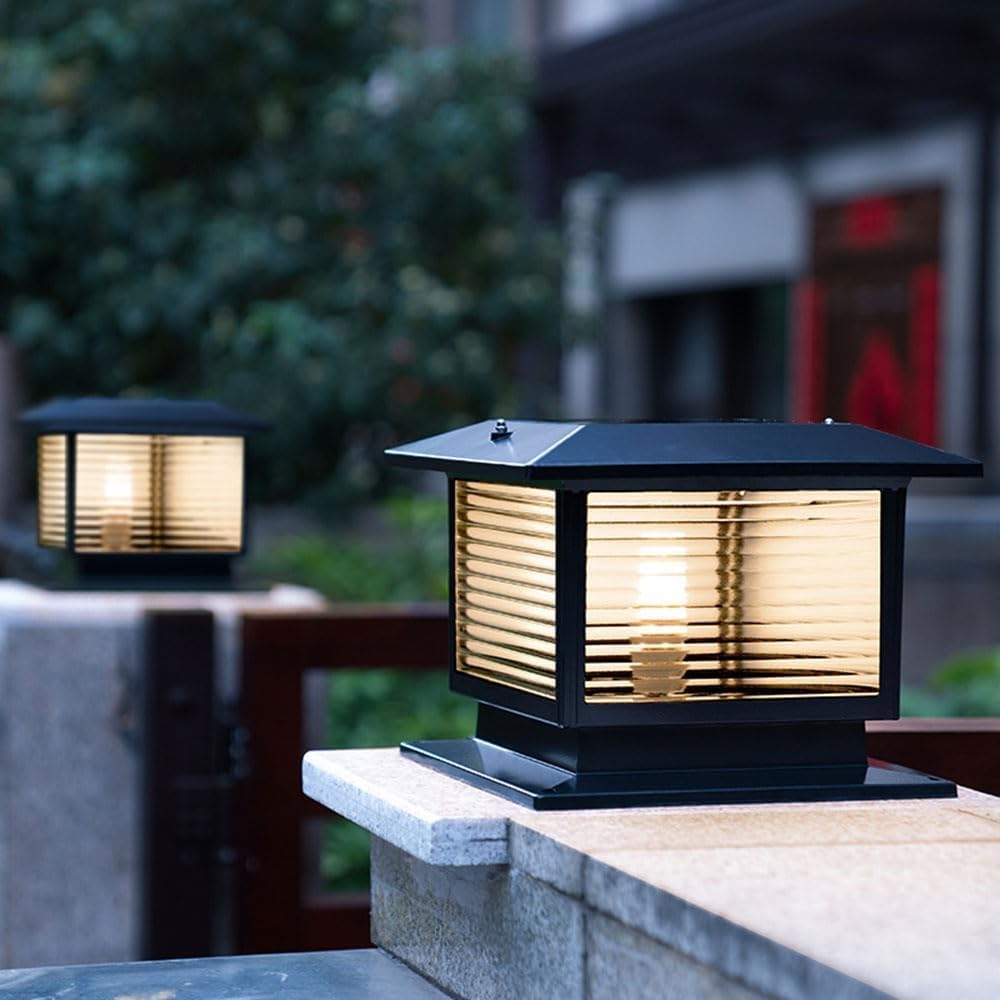 Lampa na słupie szklanym zasilana energią słoneczną, dekoracja zewnętrznego ogrodzenia patio, dekoracja krajobrazu patio, lampa na słupie do ścieżek patio(Nero,50CM)
