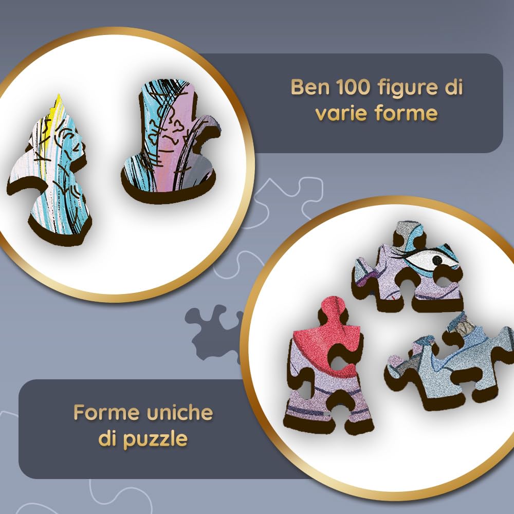 Trefl – Puzzle di Legno: Disney Villains, Rally di Villains - 1000 Pezzi, Artigianato in Legno, Forme Irregolari, 100 Figure di Fiabe, Puzzle Moderno e di Qualità, per Bambini dai 12 Anni in Su