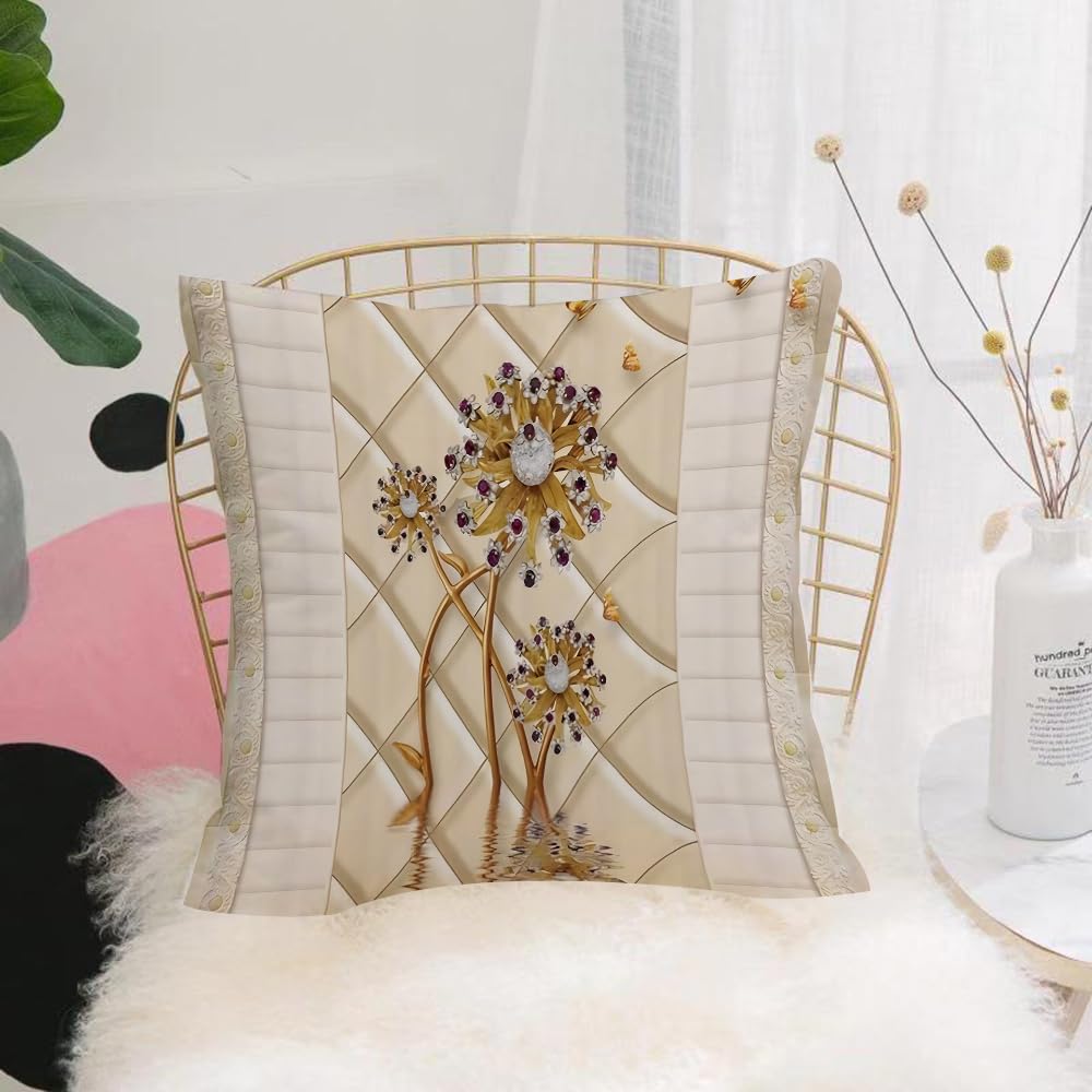 Hyosxw Luxurious Golden Beige Classic European Patt - A1 Cushion Cover,Throw Pillow Case Home Decorative For Living Room Bedroom Sofa Chair 18X18 Inch,Luxurious Golden Beige Classic European Pattern Background,Pillowcase 45X45cm
