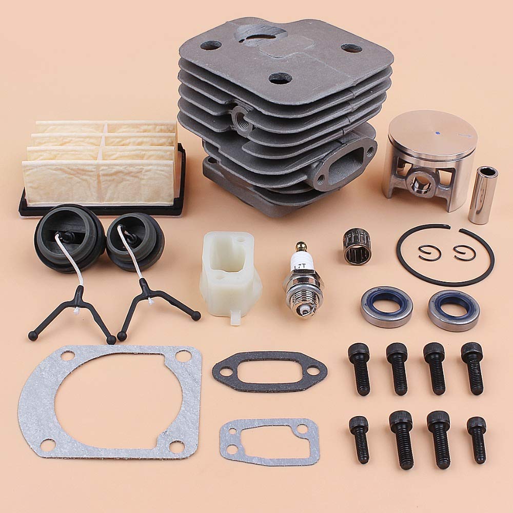 52 mm Cilindro pistón silenciador de Escape Tornillos Kit de Tapas de Filtro de Aire Compatible con Husqvarna 268272 XP 272XP Repuesto de Motosierra de Gasolina