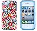 DandyCase 2in1 Hybrid High Impact Hard Colorful Blooming Flowers Pattern + Sky Blue Silicone Case Cover For Apple iPhone 4S & iPhone 4 + DandyCase Screen Cleaner