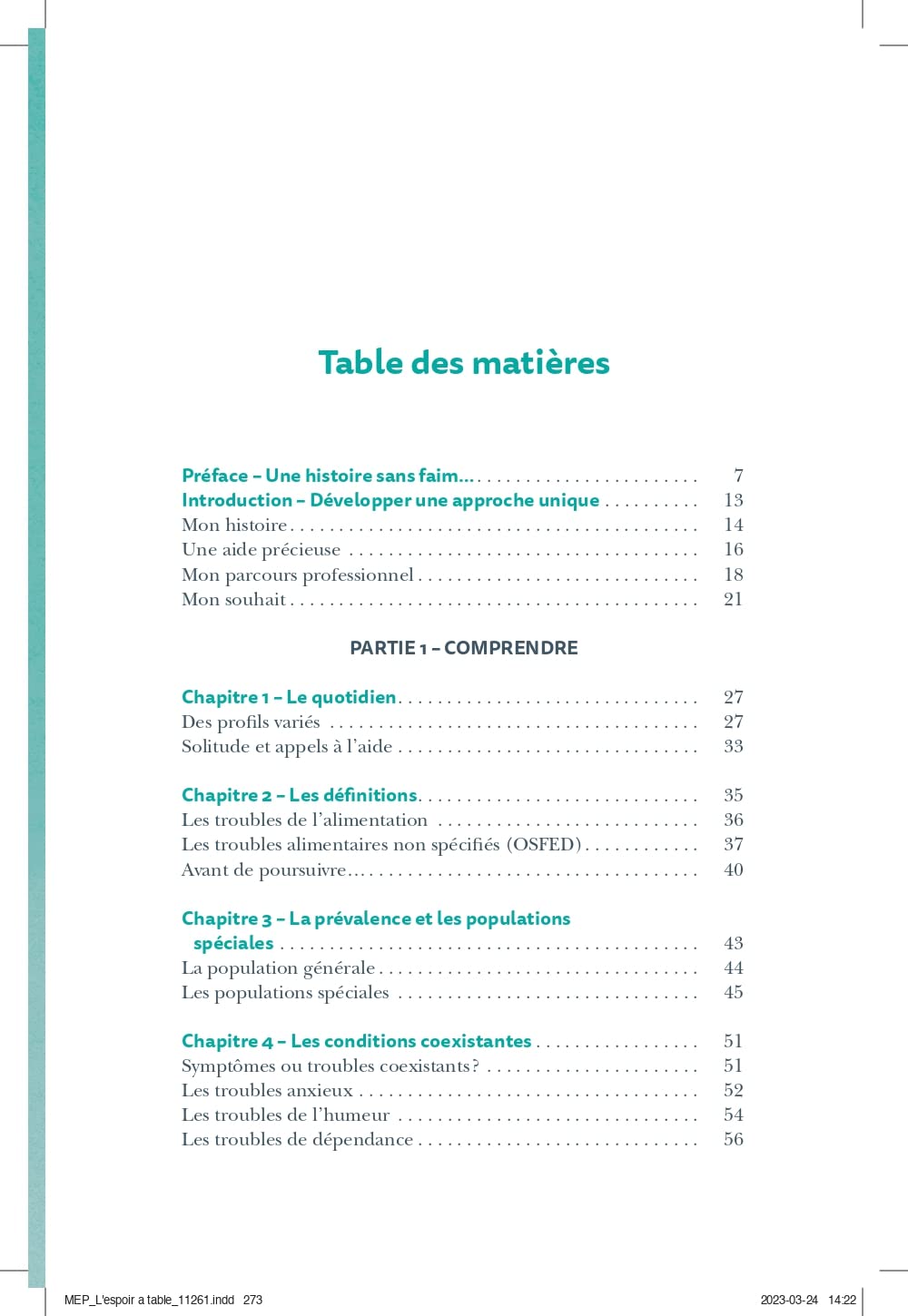 L'espoir à table - Outils pour affronter les troubles alimentaires. - Une approche multidisciplinair