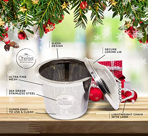 Chefast Tea Infuser Set (2+1 Pack) - Combo Kit of 1 Large and 2 Single Cup Infusers, Plus Metal Scoop with Clip - Reusable Stainless Steel Strainers and Steeper for Loose Leaf Teas - Thumbnail 3