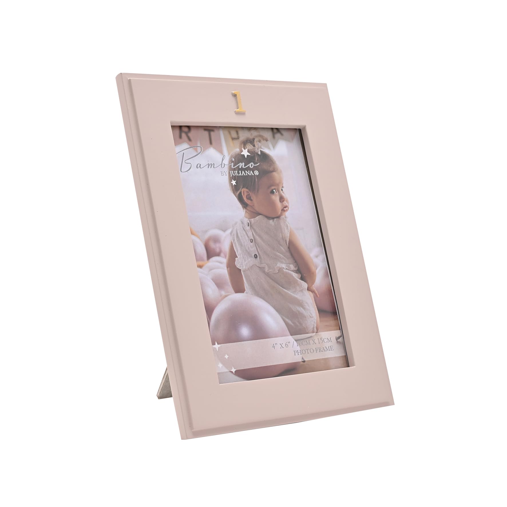 Bambino By Juliana Women's Pink Bambino 1St Birthday Resin Photo Frame – 4X6 Baby Girl Keepsake | Freestanding First Birthday Picture Frame With “1” Detail | Nursery Gift For Girls, Newborn Memory Display