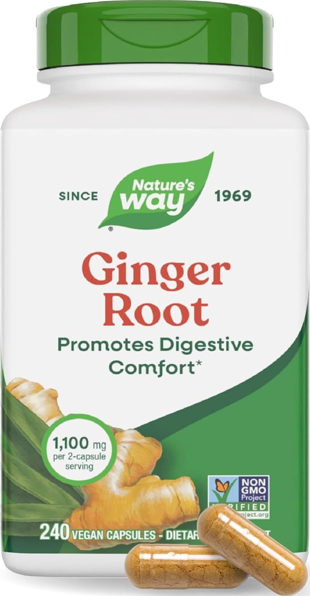 Nature's Way Ginger Root Capsules,1,100 mg per Serving, Vegan, 240 ct 240 Count (Pack of 1)