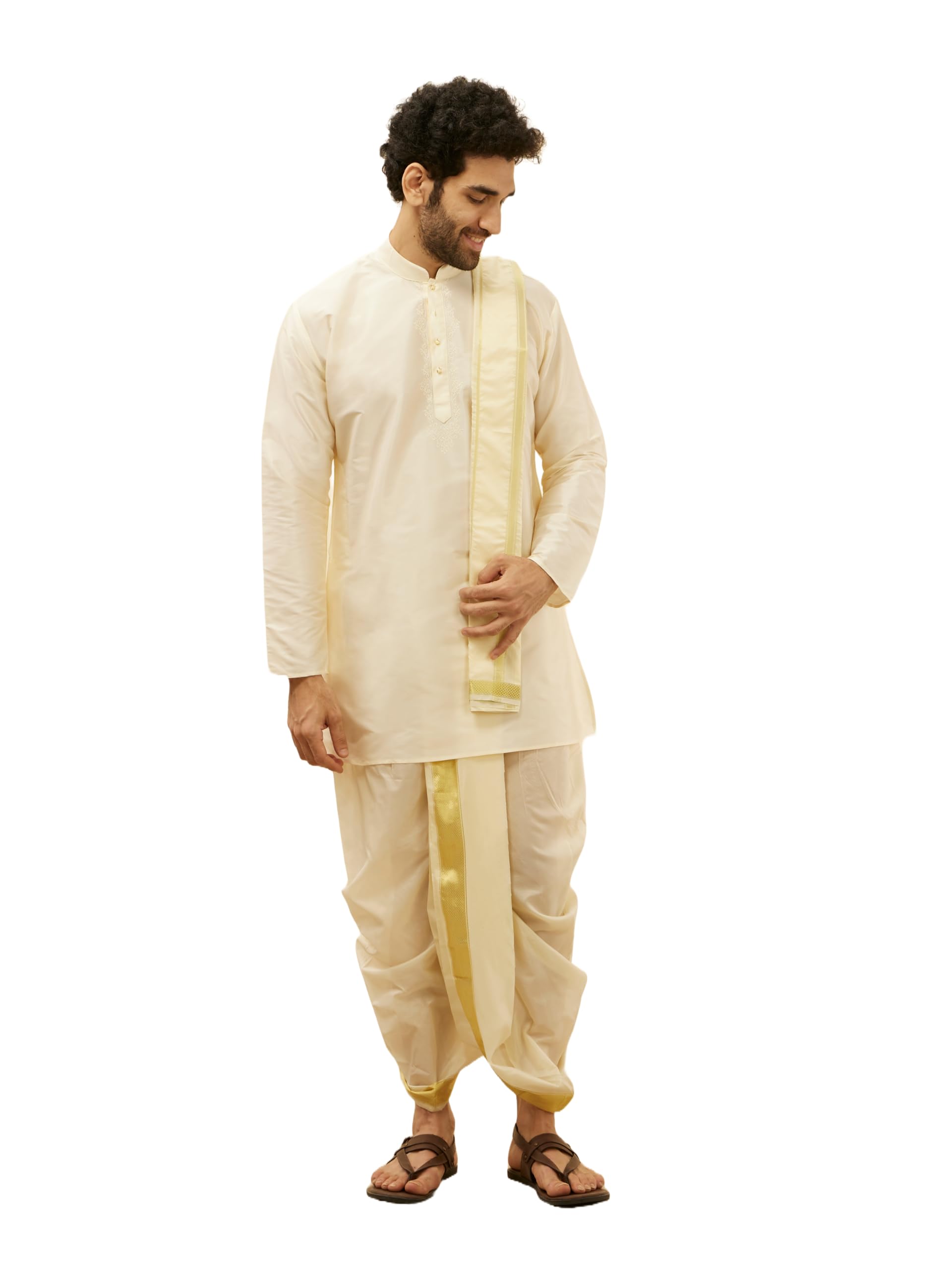 manyavar Men's Art Silk Kurta Dhoti Set (2pcs)-picture-27