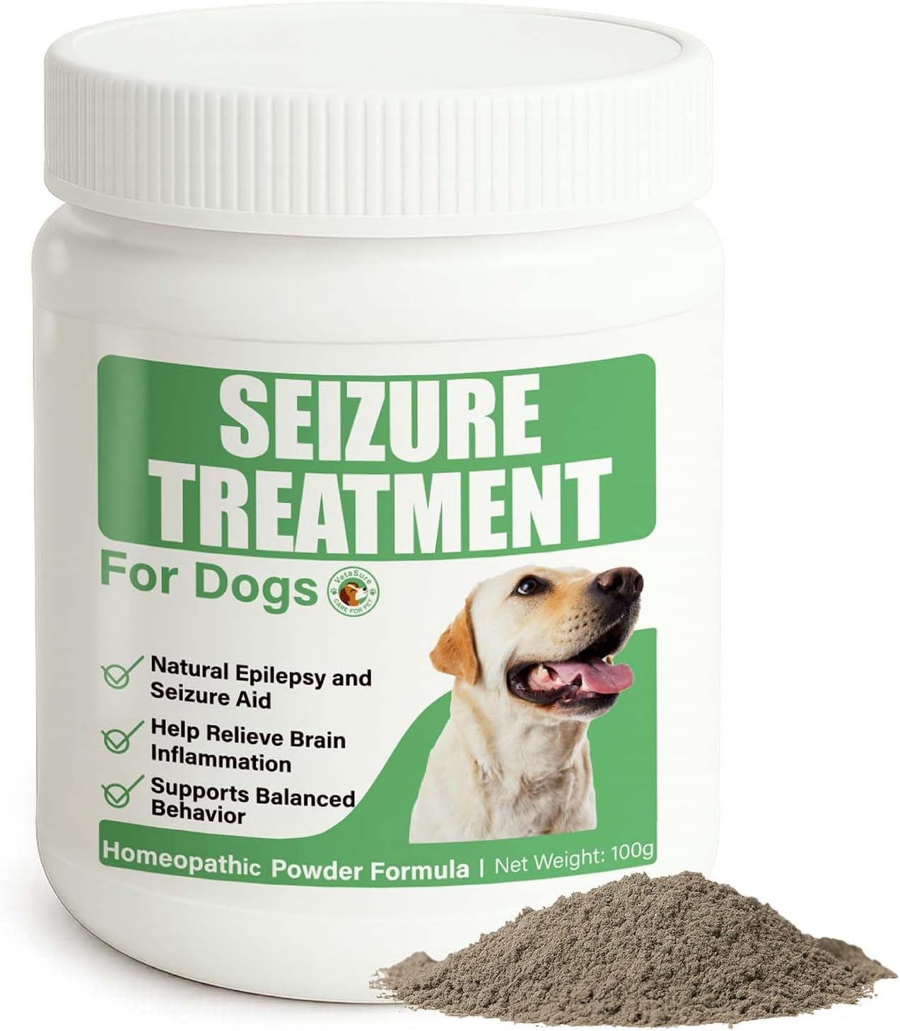 Seizure Support Powder for Dogs & Cats – Natural Epilepsy Supplement, 100g | Helps Reduce Frequency & Intensity of Seizures | Calming, Tasty, Safe Formula
