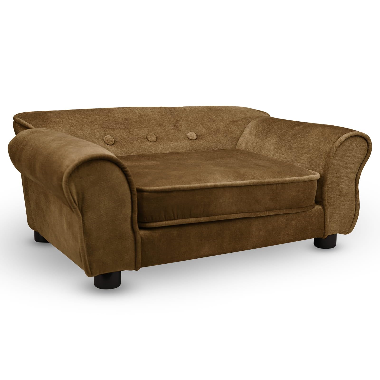 MG Design Canapé pour Chien et Chat Marron – Structure en Bois, Assise rembourrée, Facile à Nettoyer – prêt à l’Emploi