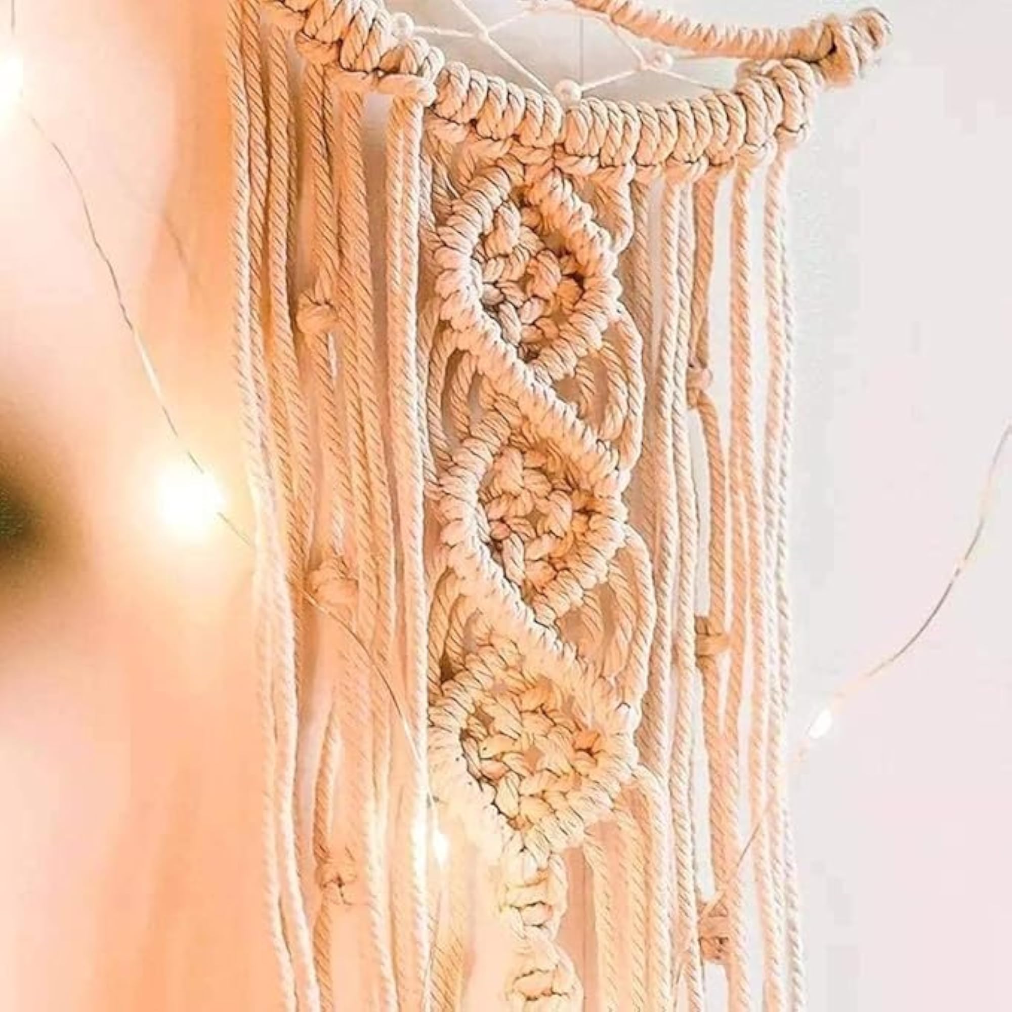 Cotton Macrame Wall Hanging Dream Catcher with LED Light