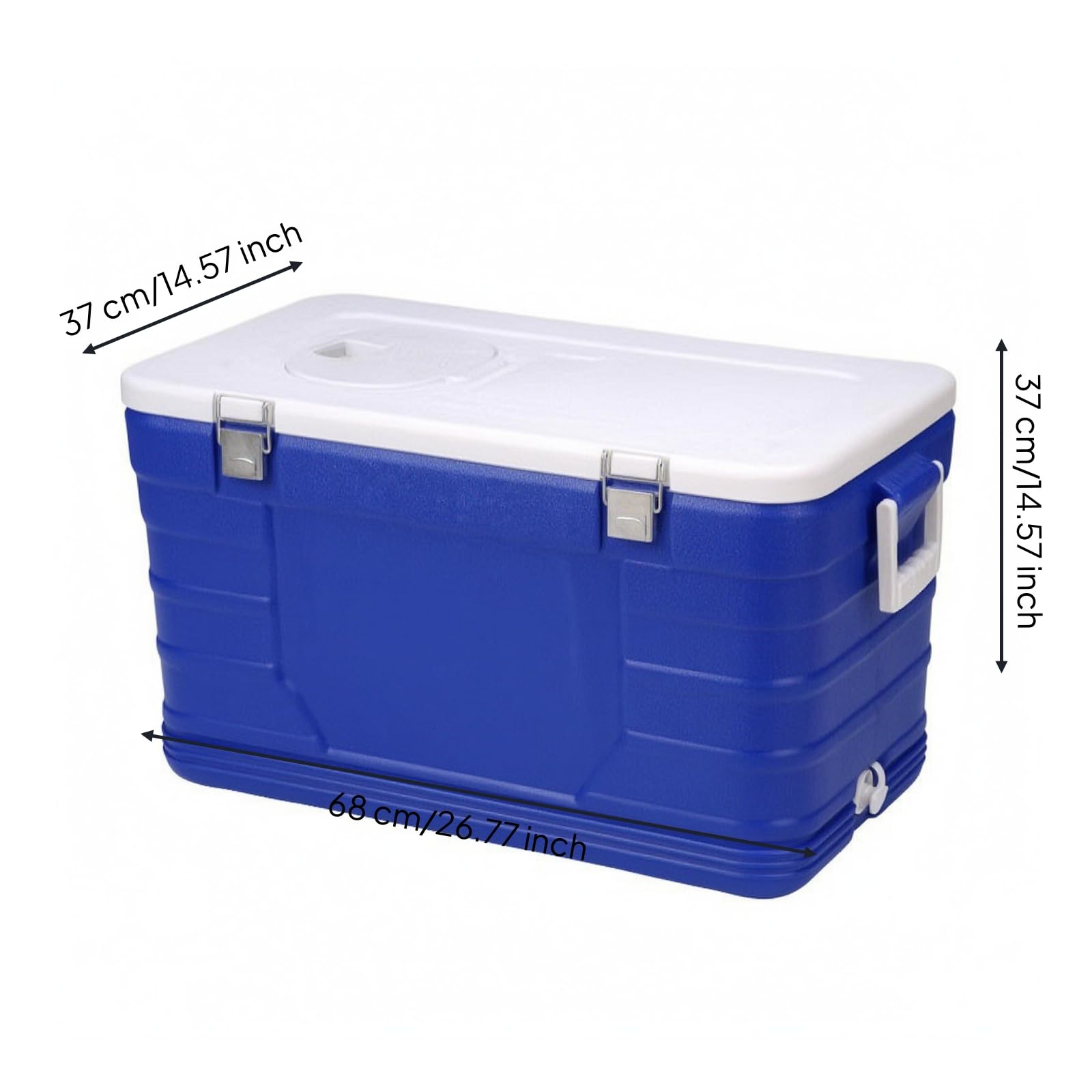 Isolierter Aufbewahrungsbehälter Kühlbehälter Isolierbox Thermobehälter Transportbox mit Deckel Front Riegel Tragegriffen Und Ablauföffnung aus HDPE