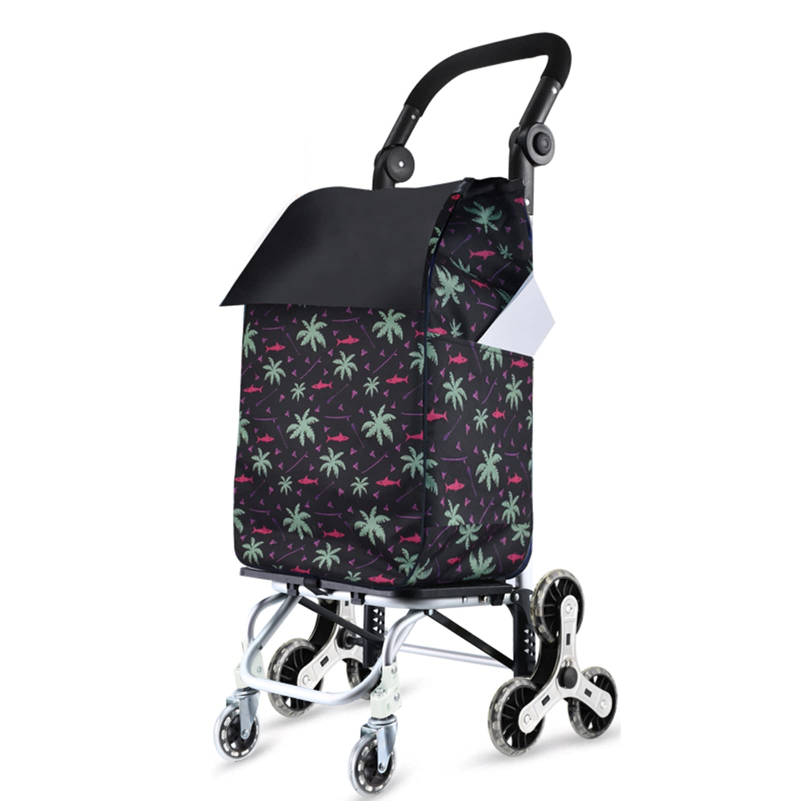 Chariot à Provisions Chariot Course JTYX Pliable 8 Roues - Alliage Aluminium - Sac Détachable - Pour Marché Shopping Chariot De Courses