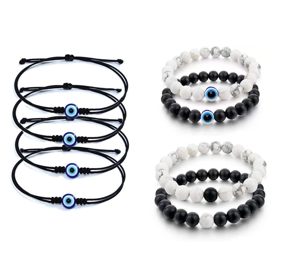 BLACK THREAD WHITE, BLACK MOTI BRACELET & EVIL EYE BRACELET | NAZAR BATTU | WOMEN & GIRLS 8 PIECE (BT GIRLS BRCT 005) (B0D9R6RC61) Amazon Price History, Amazon Price Tracker