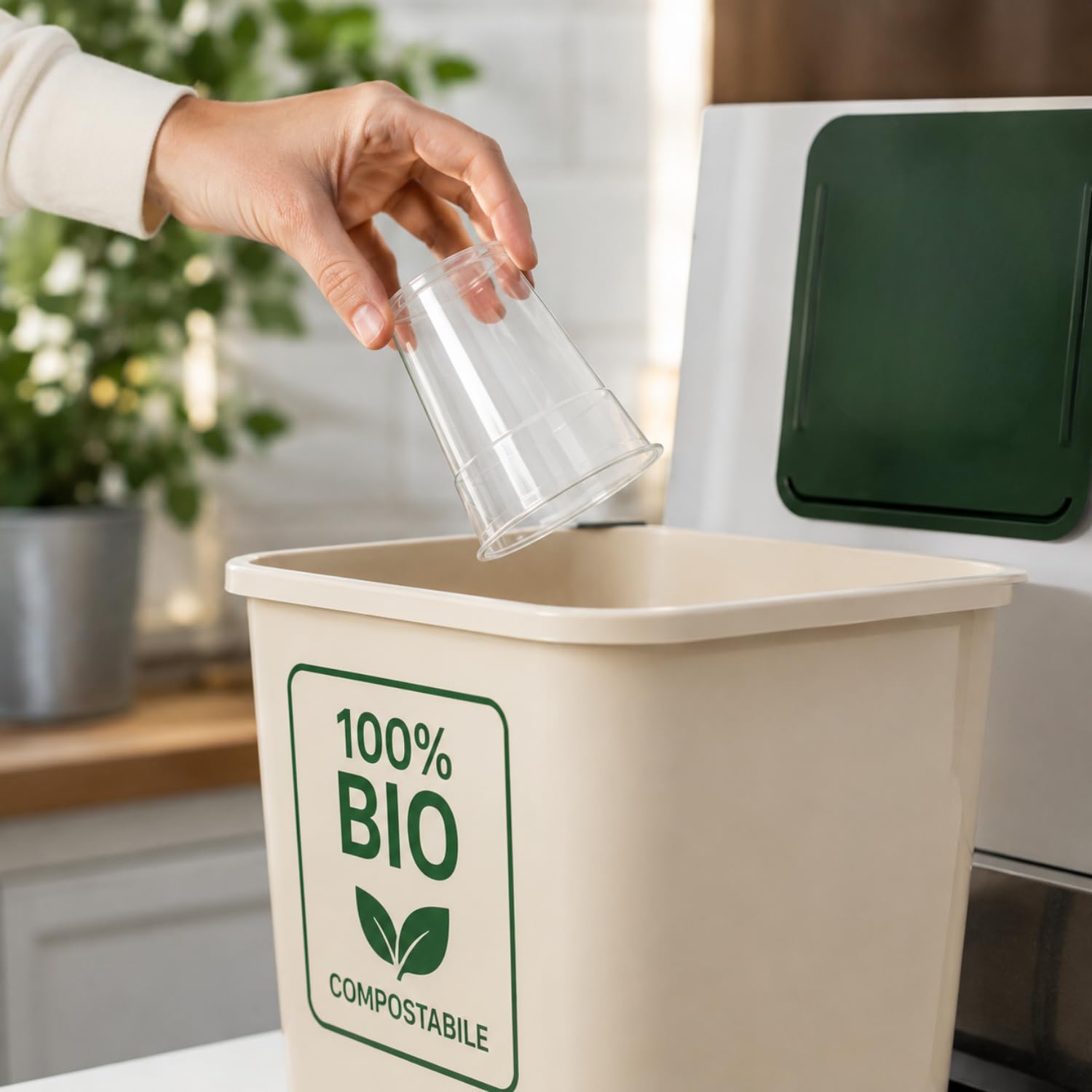 VIRSUS 1000 Bicchieri Biodegradabili 200 ml rigidi kristal compostabili Tazza Acqua bibite rispetta la Natura