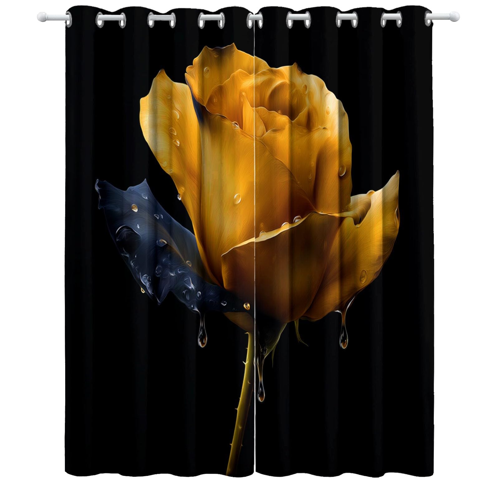 Czarne złote różowe zasłony zaciemniające, surrealizm nadruk nieprzezroczysta zasłona - izolacja termiczna zasłony poliestrowe 100% zaciemnienie do salonu sypialni szer. 117 x dł. 229 cm zestaw 2