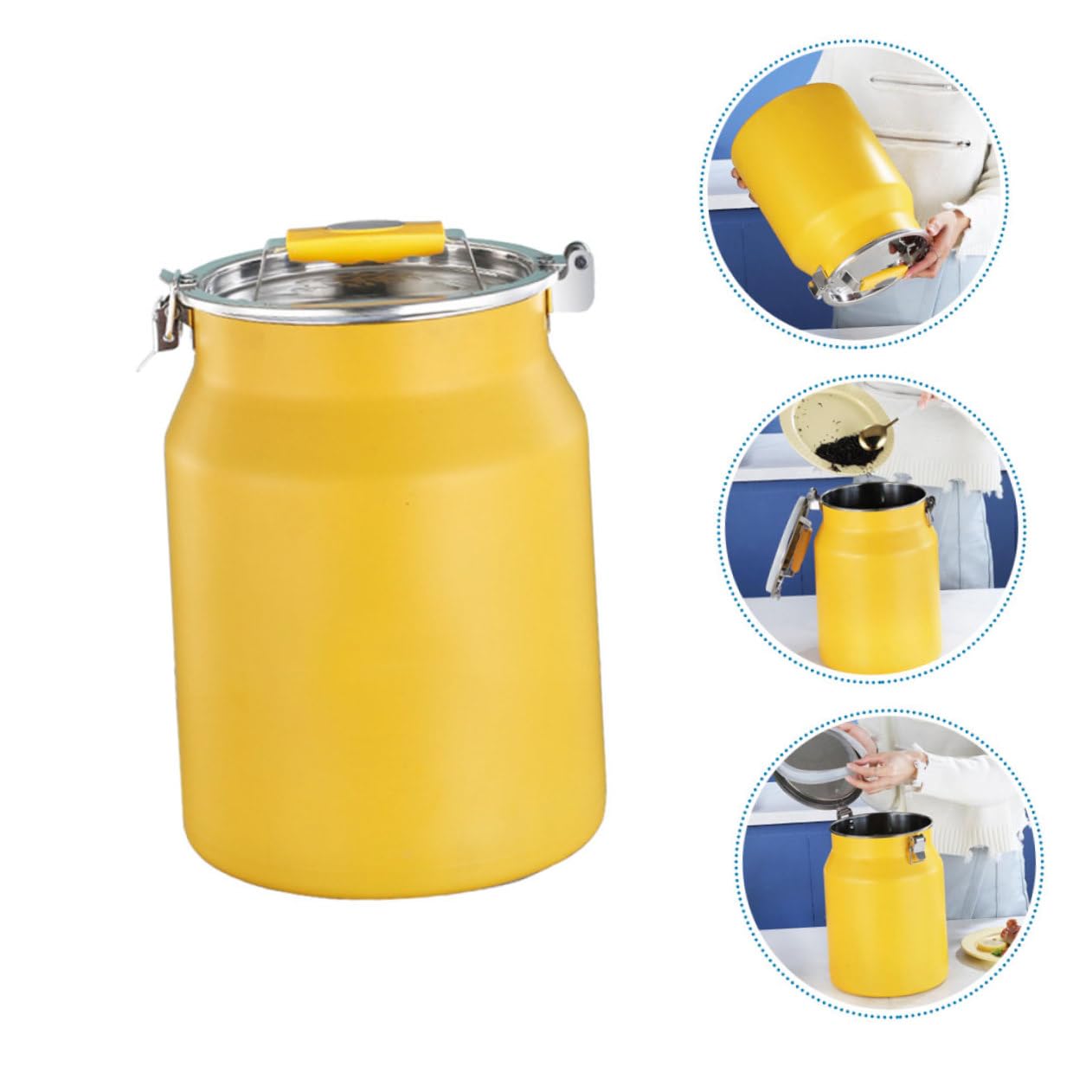 ULTECHNOVO Contenitore Grande da Coperchio in Inossidabile Acciaio e Riso Multiuso Ermetico, Secchio Capacità Design Semplice Cucina per Uso Domestico