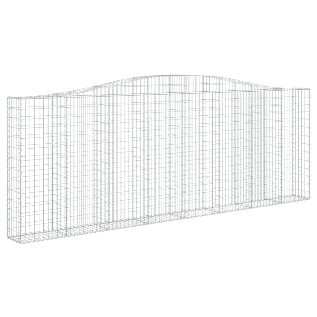 Gaviones con arco alto, 4 unidades, 400 x 30 x 140/160 cm, hierro galvanizado, para barrera de jardín y protección visual, como pared decorativa de gaviones insonorizada, de resistente