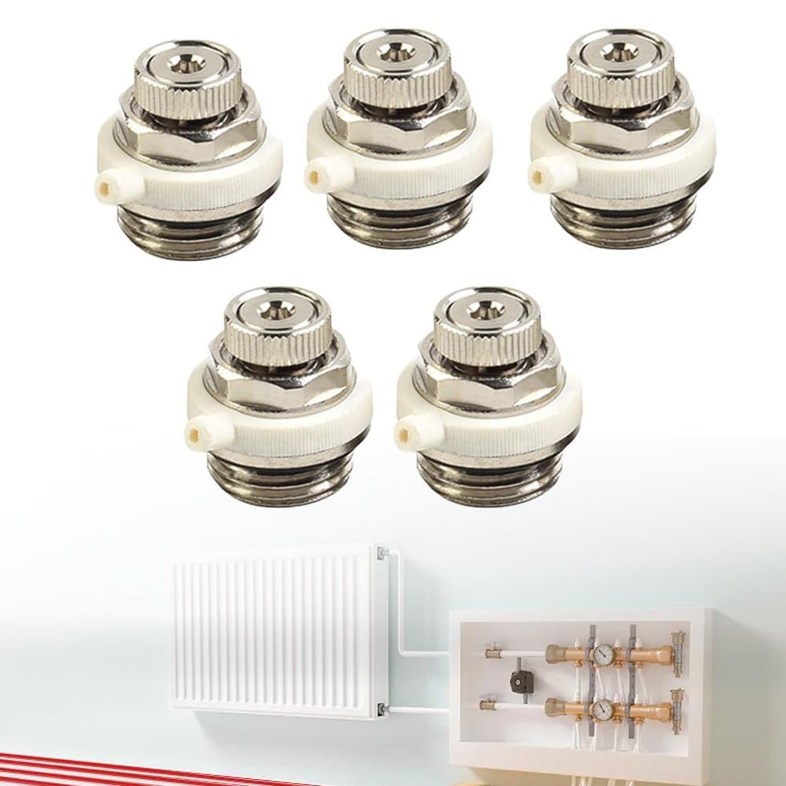 5 valvole di sfiato automatiche BSP, valvole di sfiato automatico per radiatore, valvola di spurgo automatica per il riscaldamento (2,5 cm)