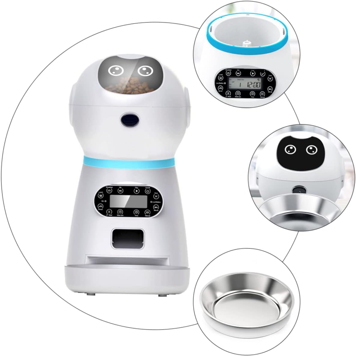 Totority 1set Automatic Cat Feeder Digital Timer Smart Pet Feeder for Cats and Dogs Bowl Easy to Use for Timed Feeding and Portion Control