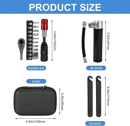 Miniatura 3 de Kit de herramientas de ciclismo profesional multiherramienta de trinquete magnético y mini bomba  10 bits para bicicletas MTB, carretera y cercanías