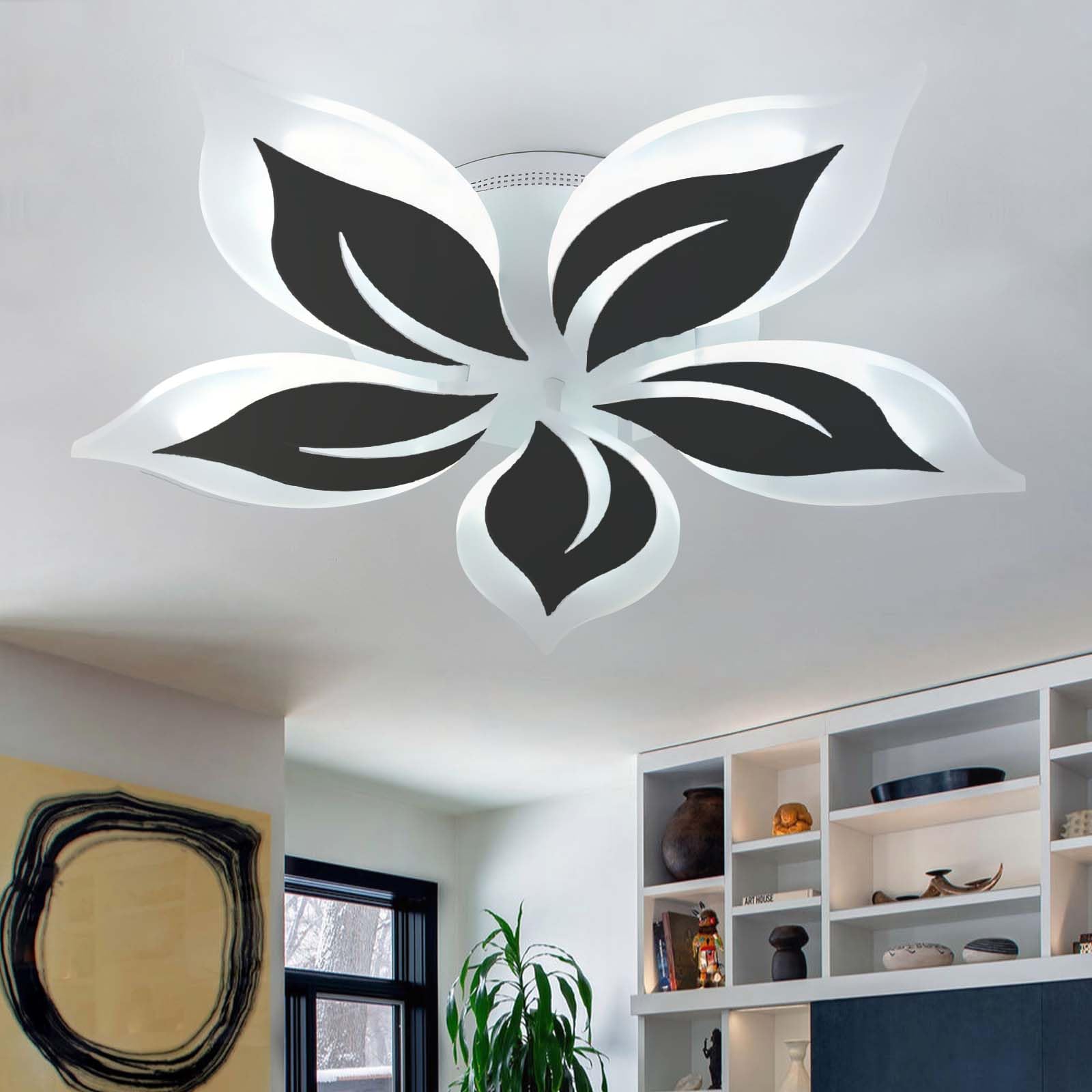Caufloce LED Ceiling Light Flower Remote APP Modern Lights Ceiling Dimmable 3000K-6000K Flush Mount Living Room Ceiling Lamp Smart 50W Indoor Bedroom, Lounge