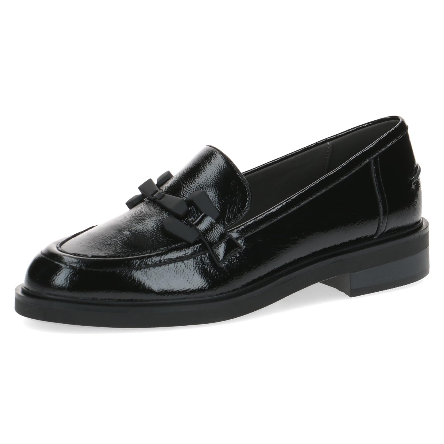 CAPRICE Women's Leather Loafers with Block Heel, Black (Black Naplak), 6.5 UK