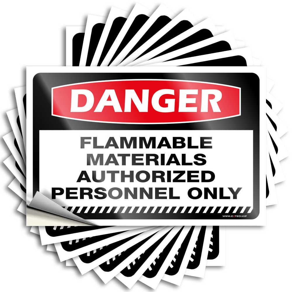 Danger Flammable Materials Authorized Personnel Only Stickers Cottage Self Adhesive | Fire Bumper Vinyl Sticker Pack for Teacher(6X9CM)