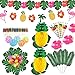 Aweyka 112 pezzi 7 decorazioni per feste tropicali hawaiane in stile Set forniture per feste Luau Decorazioni con ananas di carta, ghirlanda hawaiana, foglie di palma, fiori hawaiani,ombrelli di carta