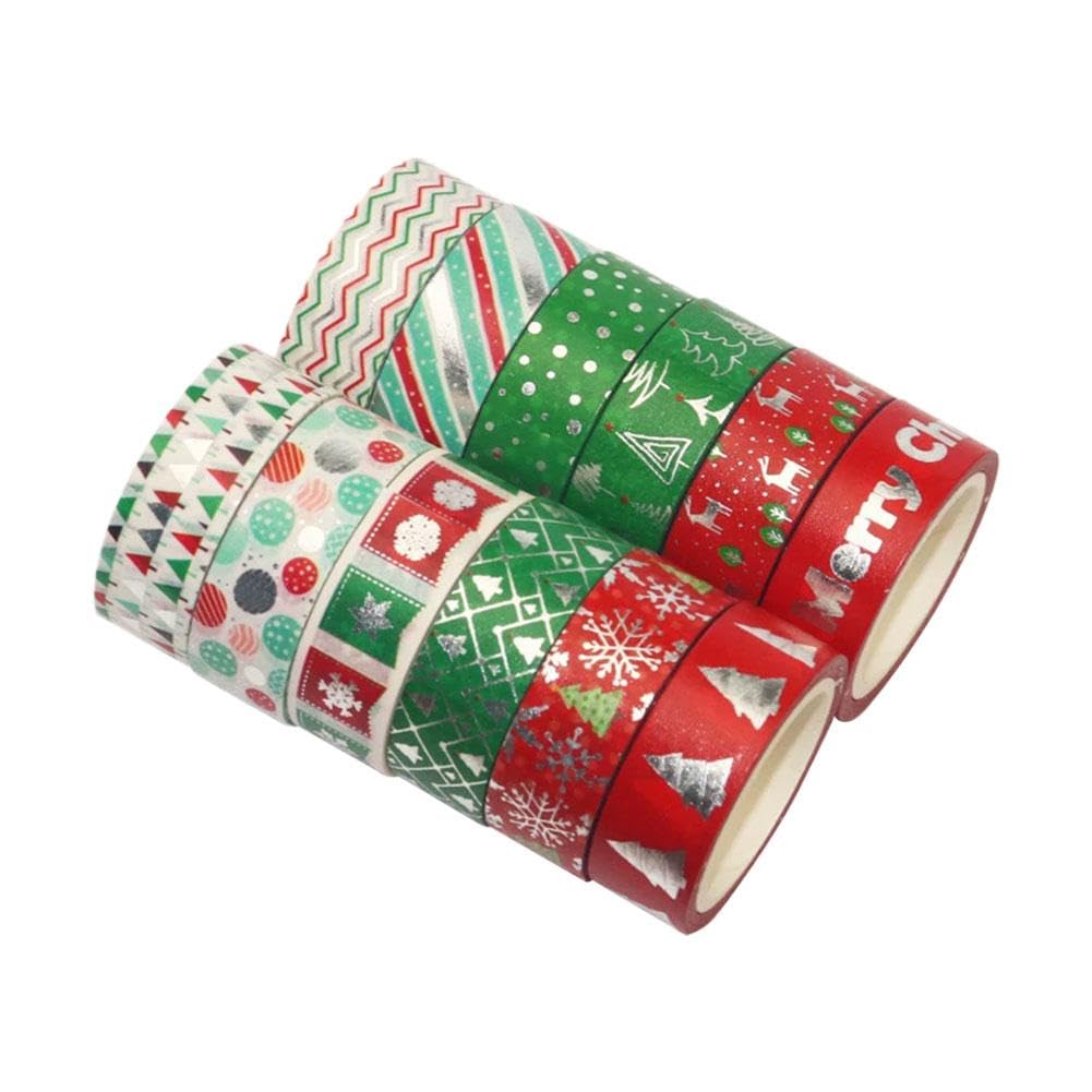 12 Rolls Christmas Theme Washi Tapes Christmas Masking Tape for Holiday Scrapbooking DIY Crafts
