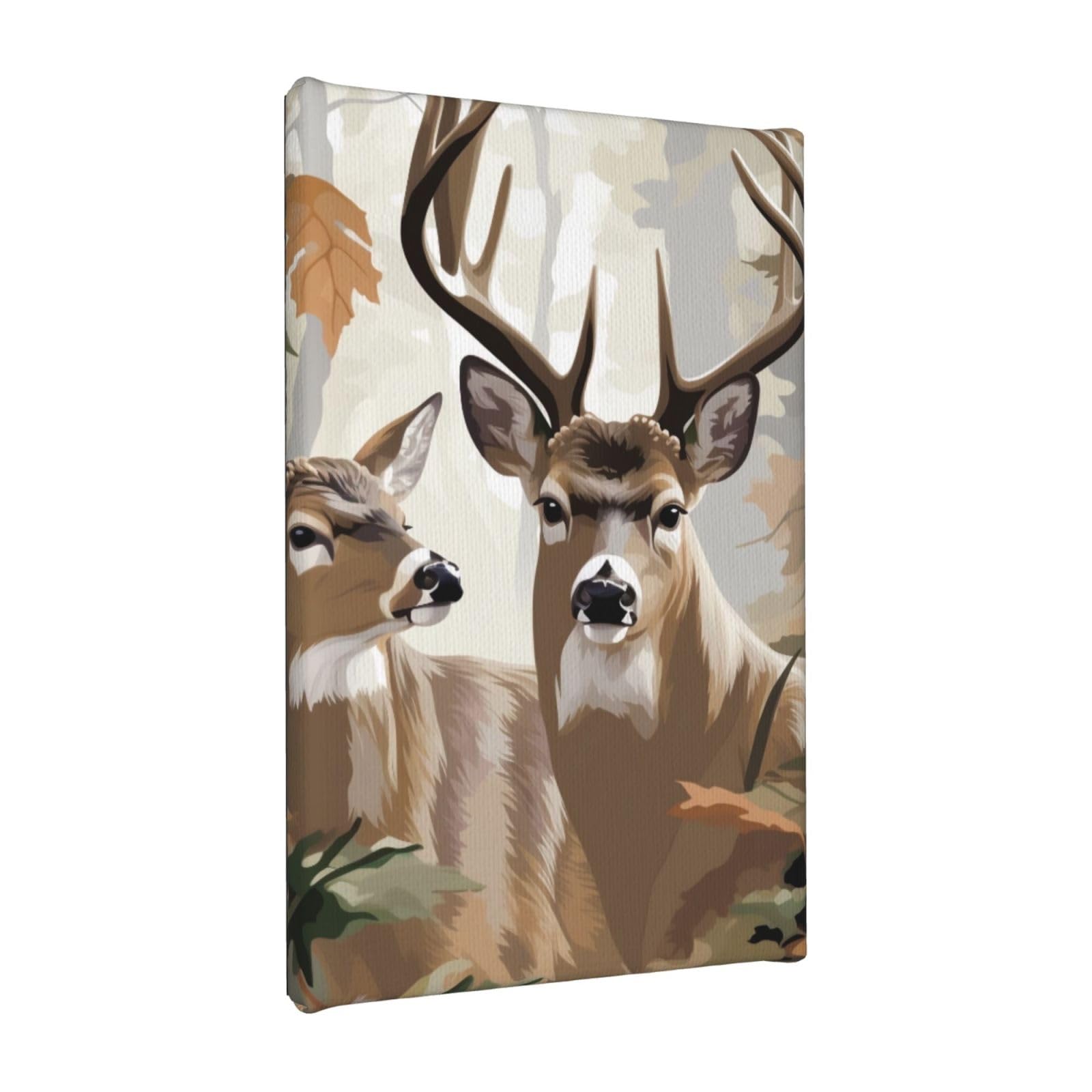 YKLJG Camouflage Deer_1 Printed Wall Art Canvas Painting 20x30 CM Wooden Framed Picture Painting Artwork Prints for Bedroom Kitchen Home Office Decor
