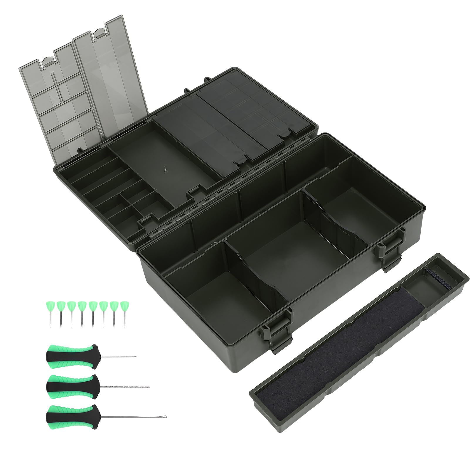 Cryfokt Caja de Aparejos de Pesca de Carpa con Báscula, Amplio Espacio de Almacenamiento para Entusiastas del Aire, Hecha de Plástico ABS, 1 Pieza (Caja de almacenamiento de pesca multifuncional)