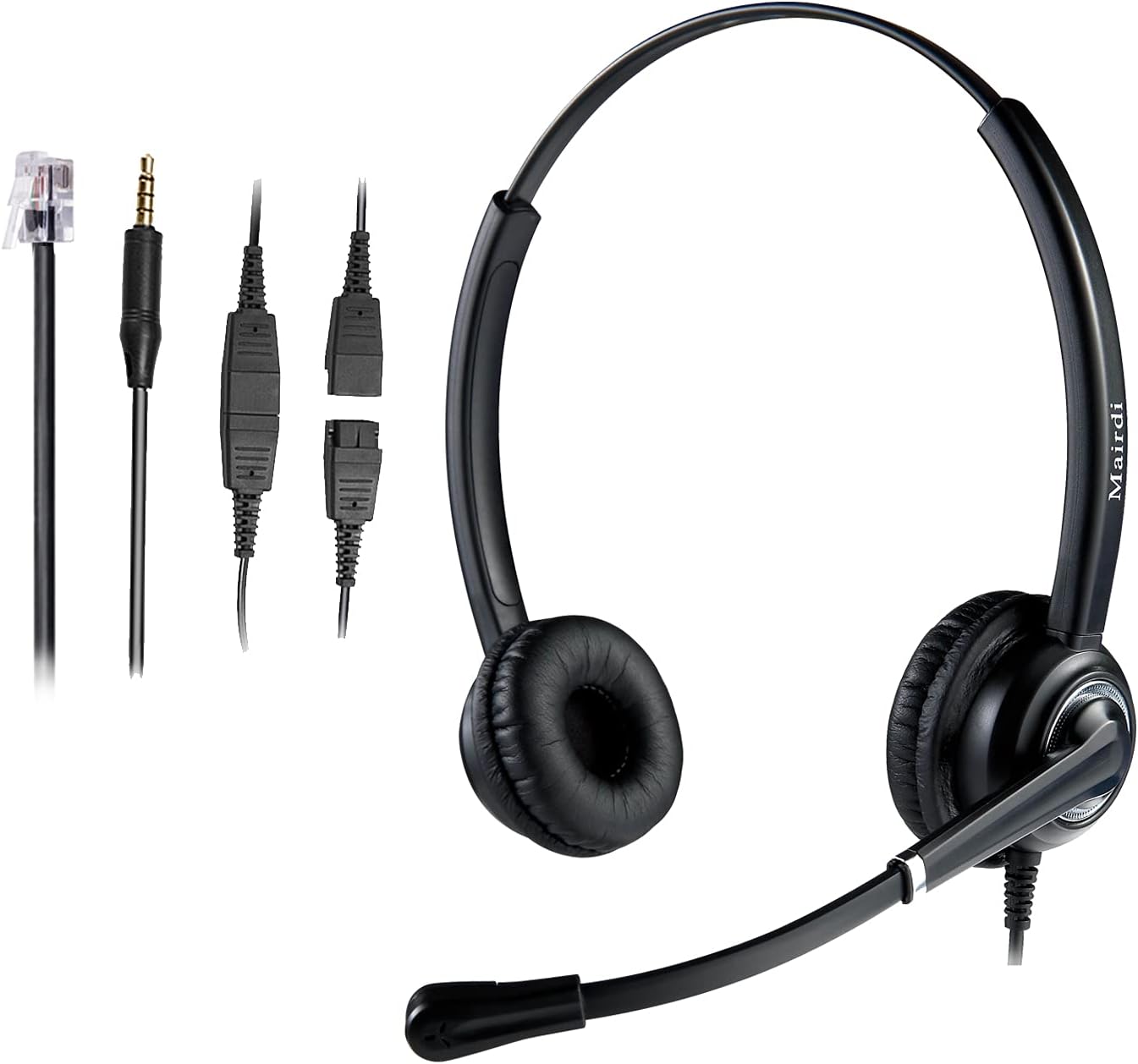 Telephone Headset with RJ9 Jack & 3.5mm for Multipe Devices, Office Headset with Mic Noise Canceling for Call Center, Work with Landline Deskphone Cell Phone PC Laptop