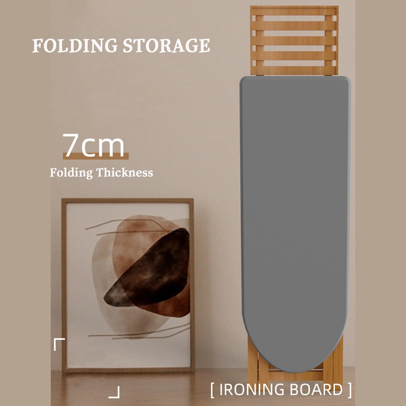 QYZXTH Vertical Wooden Ironing Board Home Folding Retro Ironing