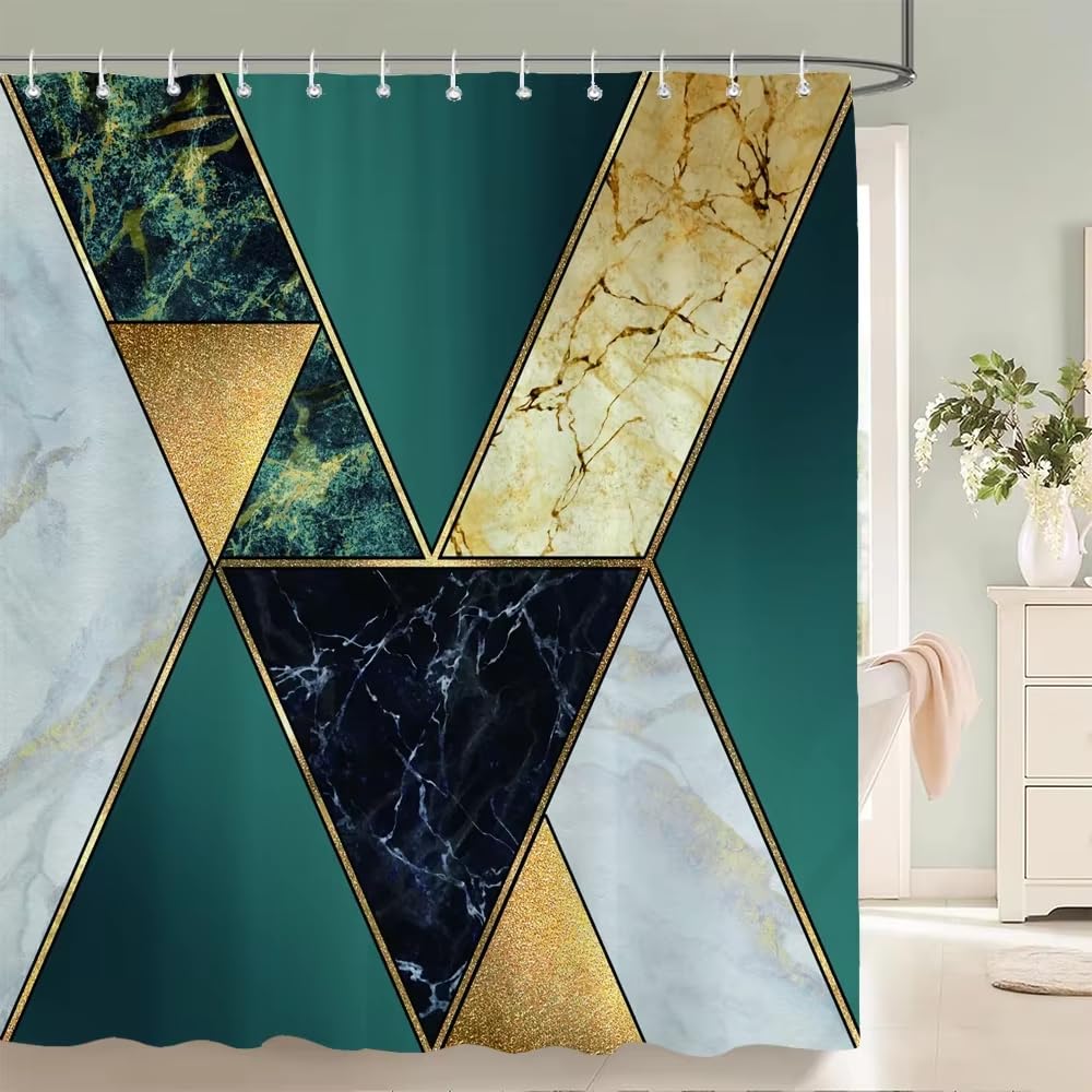 KELAIMI Luxury Geometric Shower Curtain,Modern Simple Aesthetic Bathroom Curtain with Hooks,Waterproof Polyester Fabric Modern Bathtub Curtain Style 3 180X210Cm