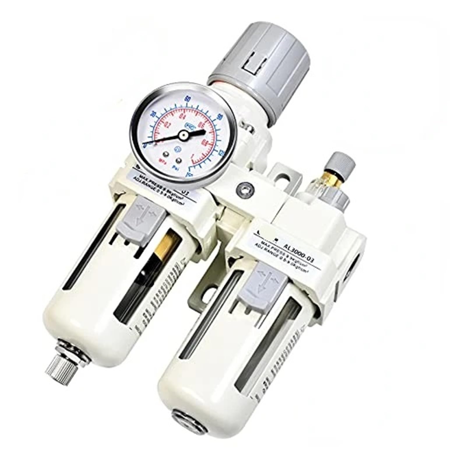 1 cm NPT/BSPP regulator ciśnienia filtra powietrza, separator wody/oleju, narzędzie kombinowane, kompresor z manometrem AC3010-03 (BSPP, automatyczny drenaż)