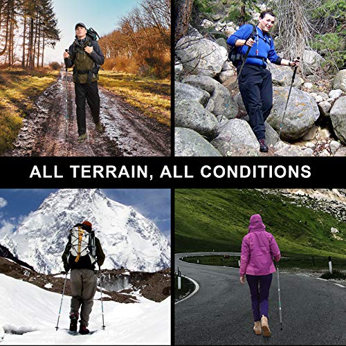 BISINNA Collapsible Trekking Hiking Poles- 2 Pack Folding Aluminum 7075 Walking Sticks with Quick Lock Antishock System,4 Season Accessories,Telescopic, Collapsible, Lightweight for Men Women