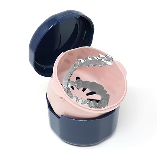 Miniatura 3 de yueton Paquete de 1 estuche de baño para dentadura postiza portátil, contenedor de remojo de dentadura, caja de almacenamiento con cesta de colador