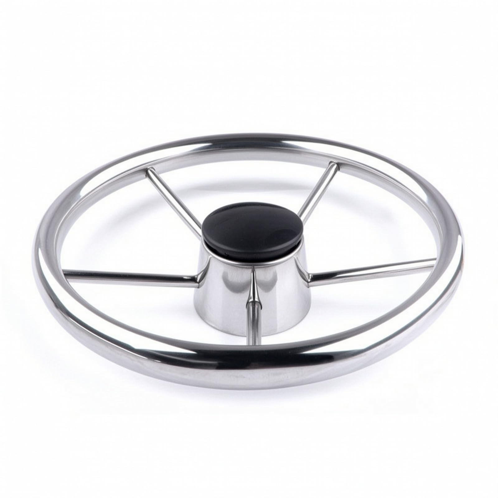 Volante Marino Timone Yacht in Acciaio Inox 304 con Cerchio Lucidato Raggi Cinque per Presa Comoda Controllo Adatto Yacht Postazione di Guida