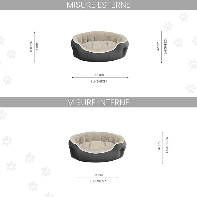 Foto 3 de 3 de Cama para mascotas para perros y gatos "COCCOLE", crema, 48x42x16cm