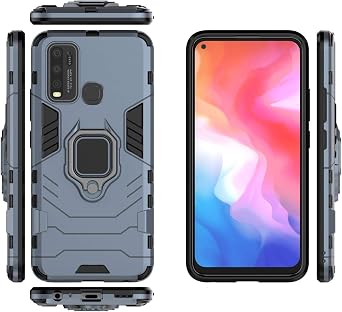 Case for Vivo Y30 Case Cover,360 Degree Rotating Ring Holder Kickstand with Magnetic Car Mount Case for Vivo Y30 2020 1938 Case Blue
