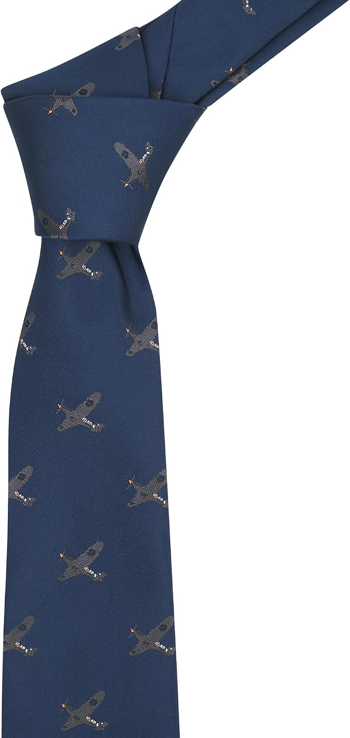 King & Priory Navy Blue Embroidered Hurricane Fighter Plane Tie