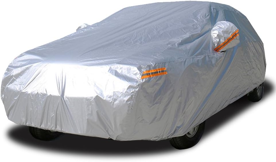 kayme Car Cover Waterproof All Weather, Outdoor Rain Uv Sun Protection With Zipper Mirror Pocket For Automobile, Fit Sedan (450 To 490cm) 3XL