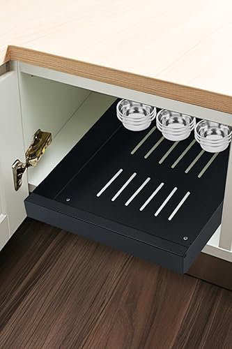 HIKITMATE Organizador de gabinete extraíble, cajones de gabinete de acero al carbono que se deslizan, estantes de almacenamiento de despensa con