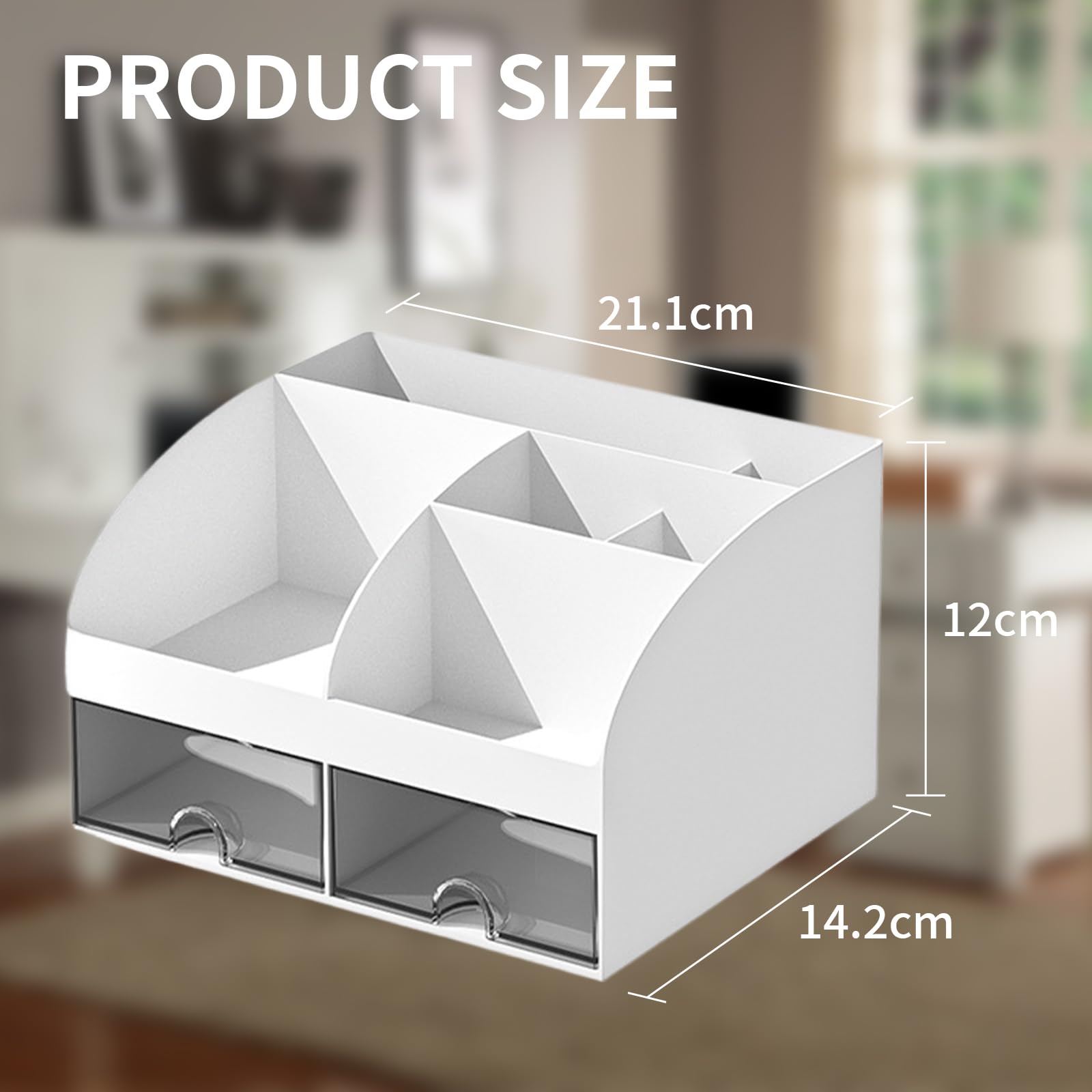FYKERO Practical Desk Organiser, Multifunctional Plastic Stationary Organiser with Transparent Drawer - Image 2