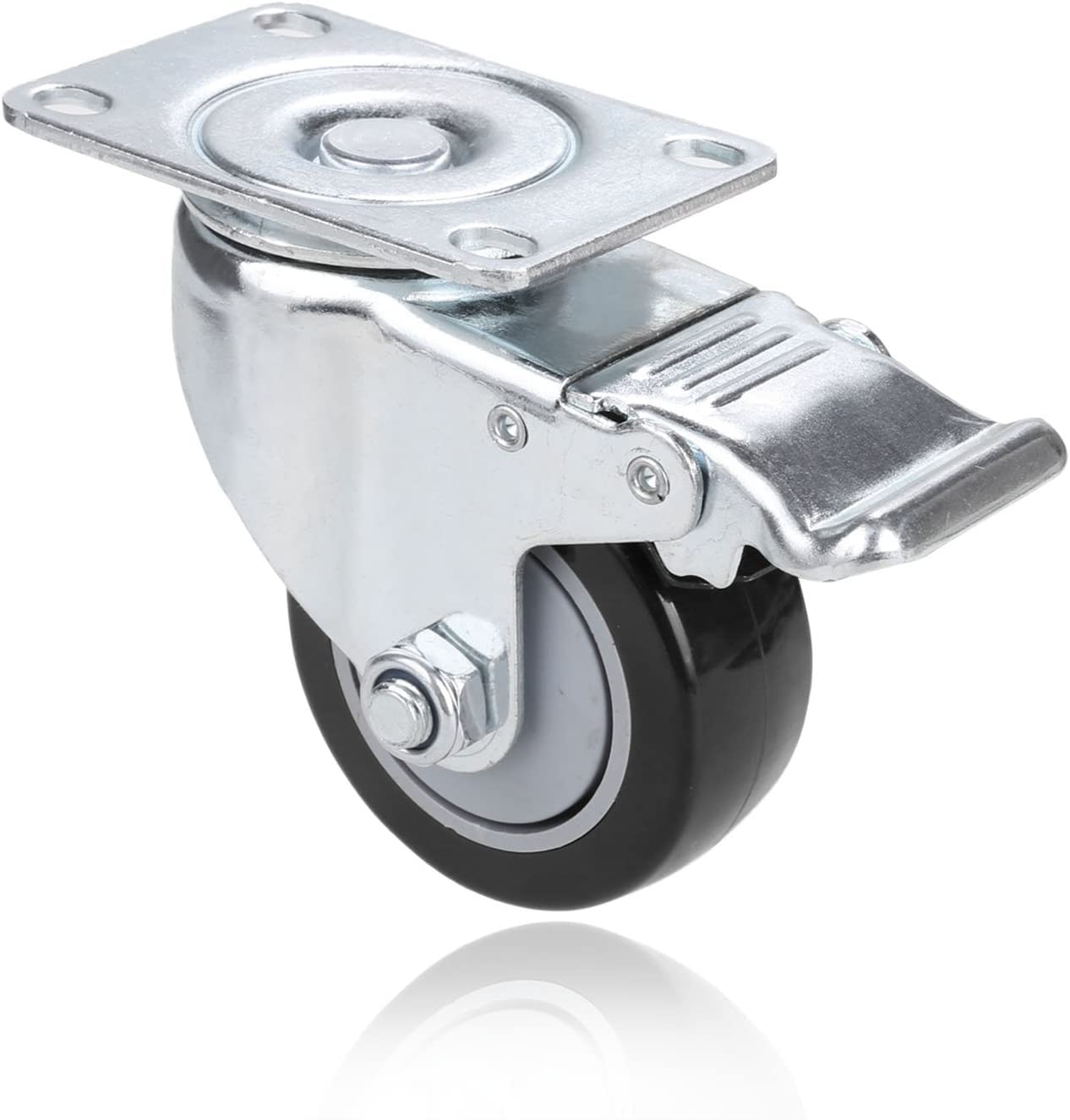 Set de 4 Roulettes Pivotantes 75 mm avec Frein - Roulettes pour Meubles jusqu'à 136 kg par roue - -Roues industrielles pour intérieur et extérieur