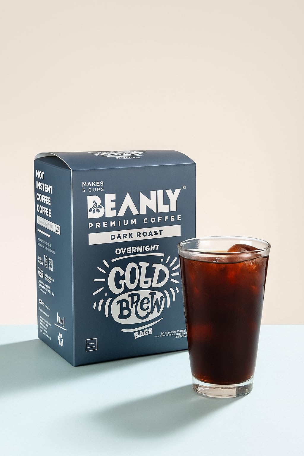 Beanly Overnight Coffee Dark Roast | Arabica Coffee | No Equipment Required | Pack of 5 Cold Brew Bags